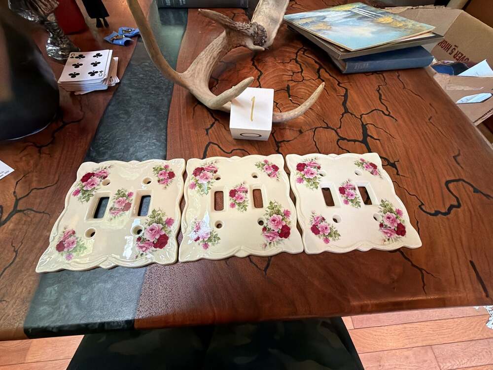Faust Heirlooms Unforgettable Floral Porcelain Double Light Switch Plate - Set o